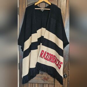 Razorbacks Black and Cream Knit Poncho